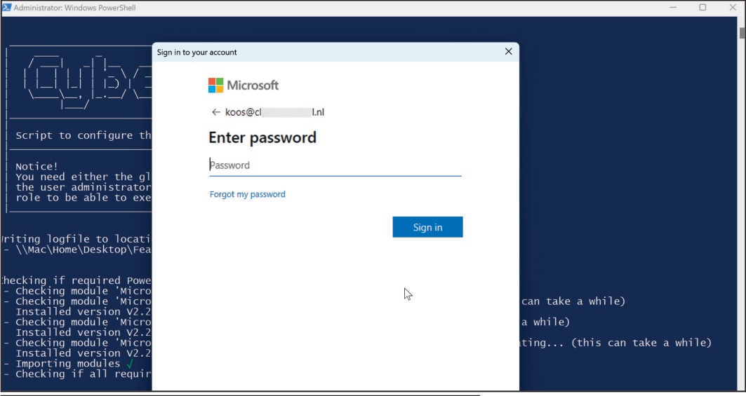 Microsoft authentication dialog