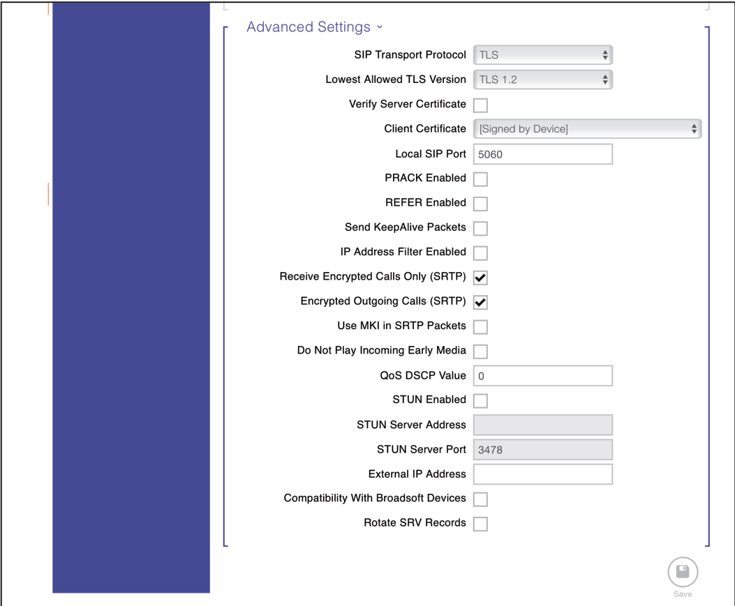 2N Secure Connection Settings
