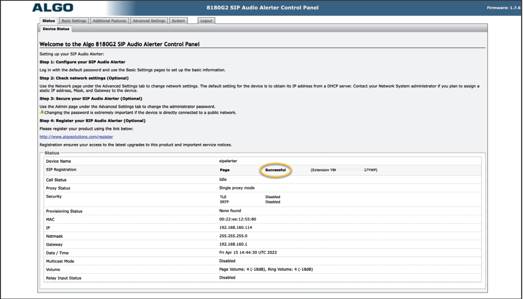 Algo Device Status