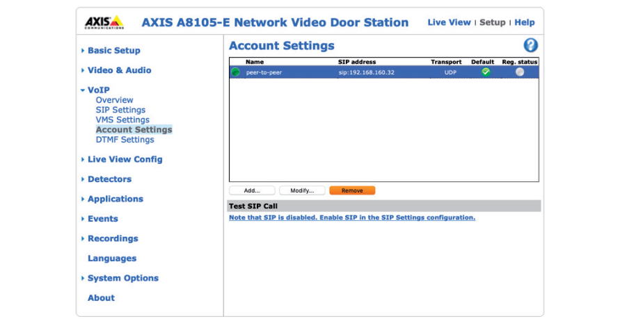 AXIS VoIP Account List