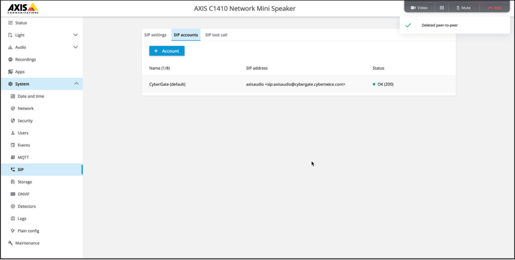 AXIS Recipients Menu