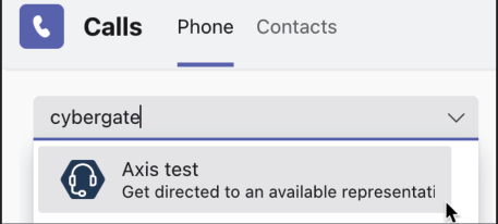 Teams Calls Menu - Initiate Call