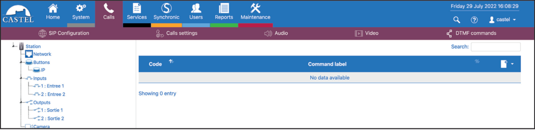 CASTEL DTMF Commands Menu