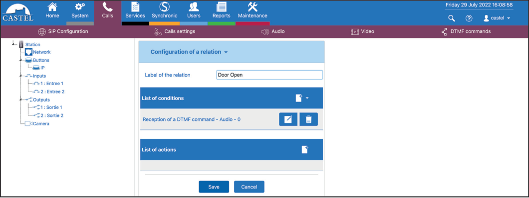 CASTEL Select Output Action