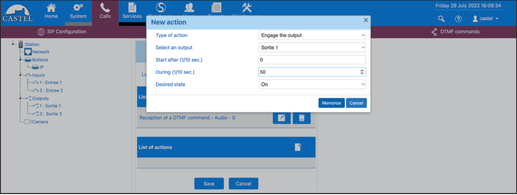 CASTEL Save DTMF Configuration