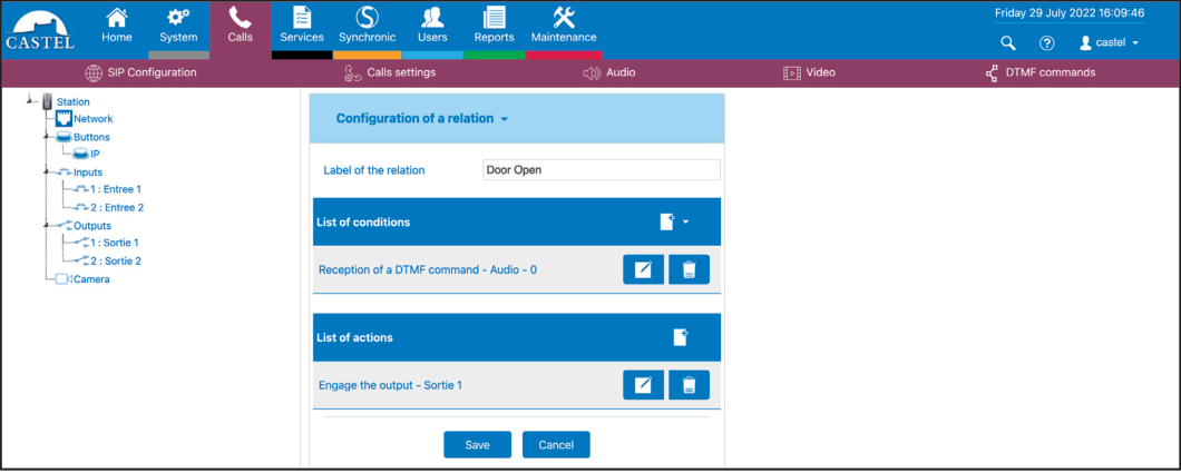CASTEL Call Destination Configuration