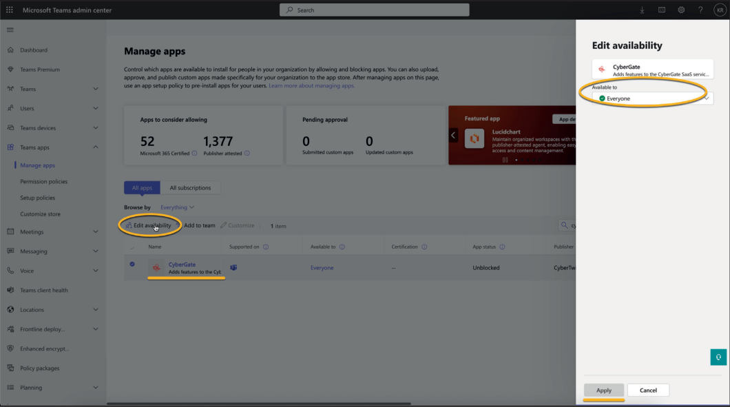 Set CyberGate Availability