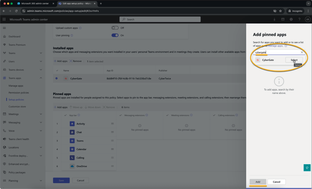 Search and Pin CyberGate