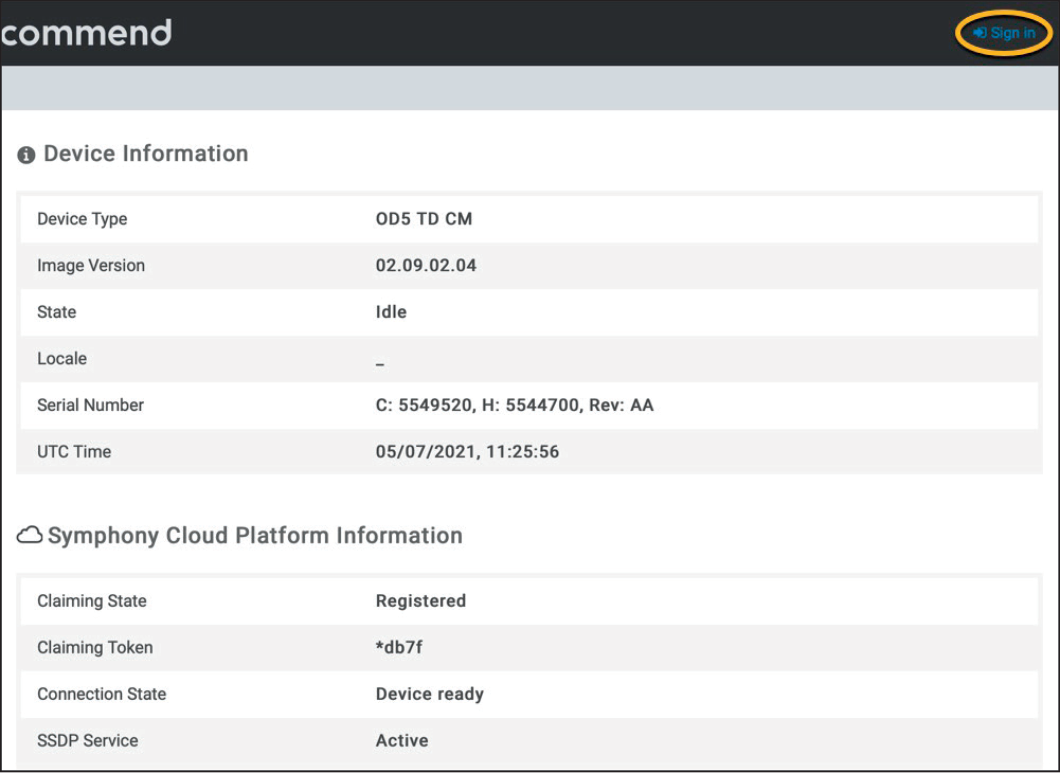 Commend Login Screen