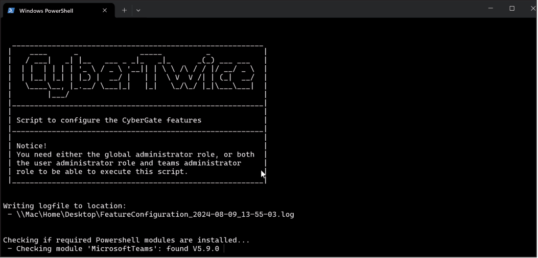 CyberGate Admin Portal - Feature Enabled