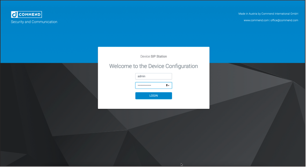 Commend Login Screen