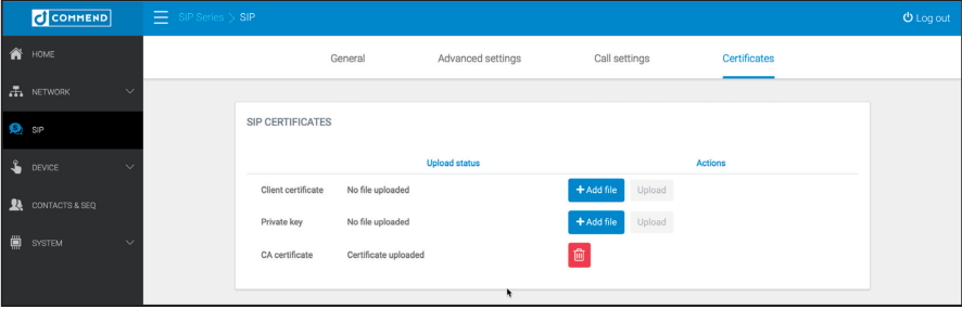 Commend Secure Connection Status