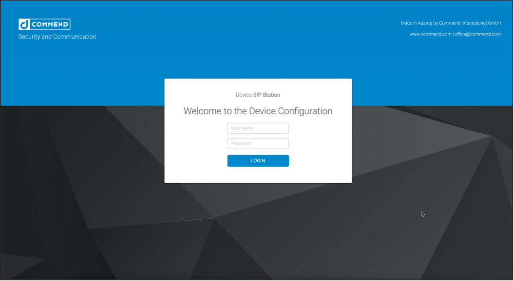Commend Login Screen