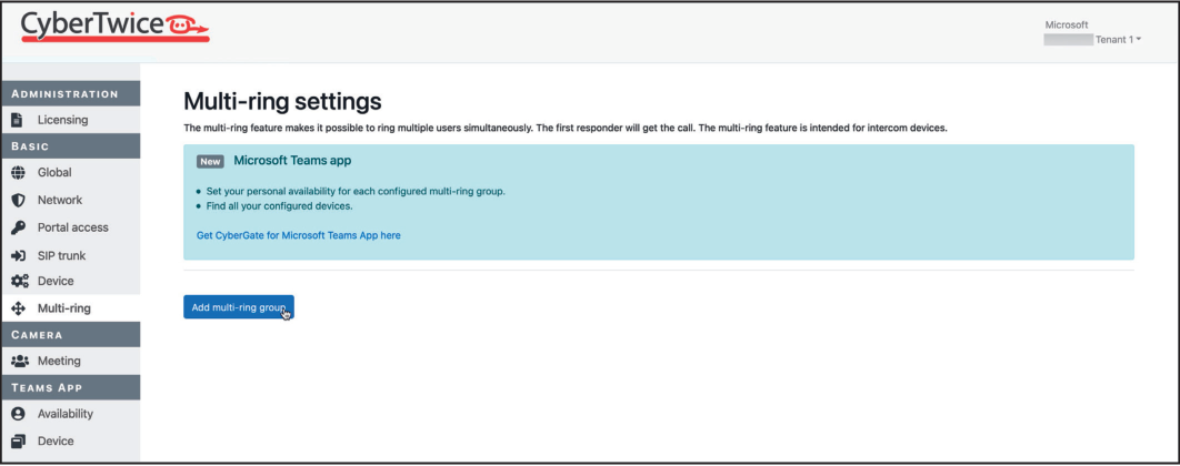 CyberGate Admin Portal - Multi-ring Settings