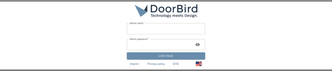 Doorbird Web Admin Login Screen