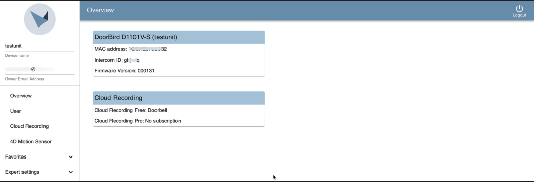 Doorbird Overview Page