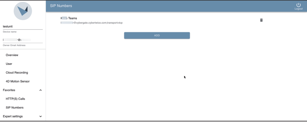 Doorbird SIP Number Entry