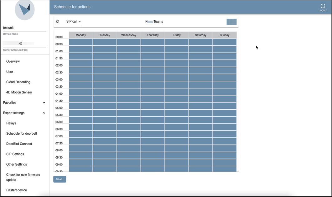 Doorbird Schedule Configuration