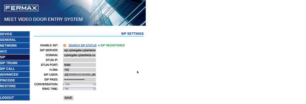 FERMAX SIP Configuration
