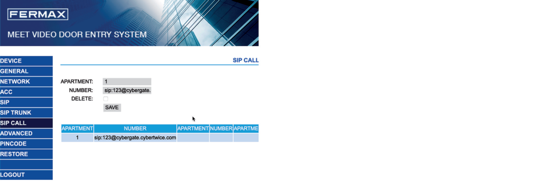 FERMAX SIP Call Configuration