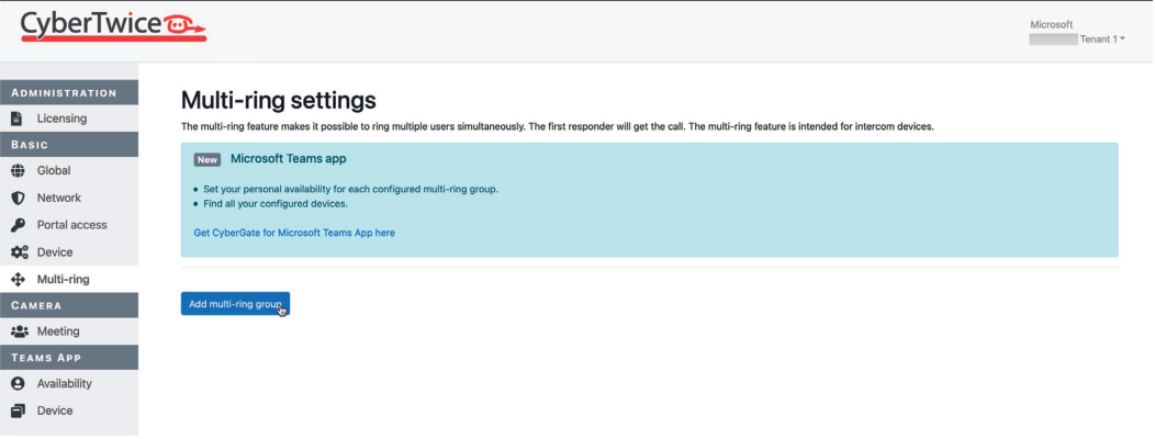 CyberGate Admin Portal - Multi-ring Settings