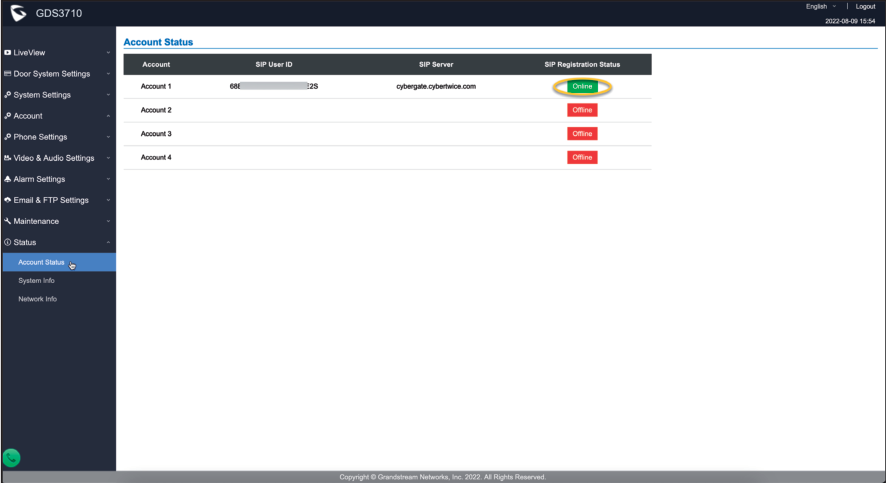 Grandstream Secure Connection Status