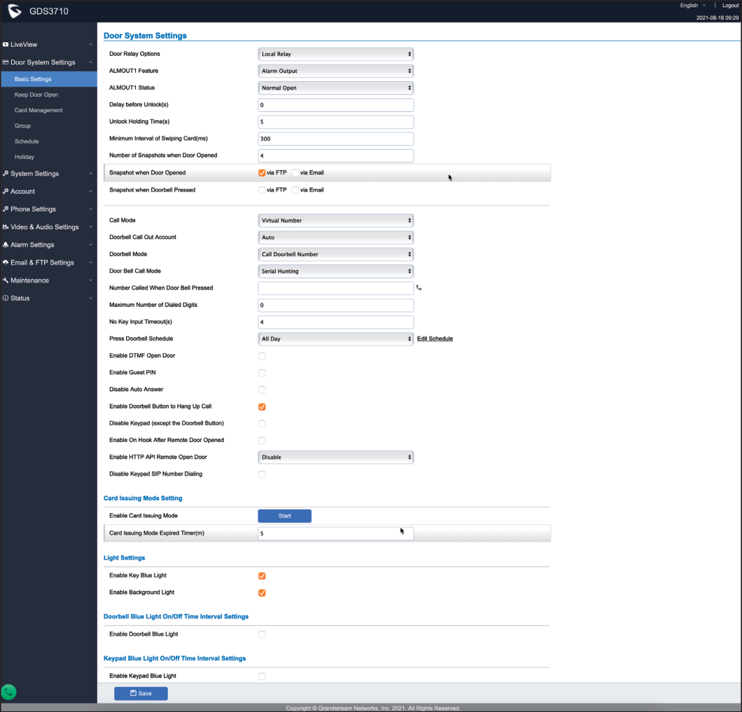 Grandstream Login Screen