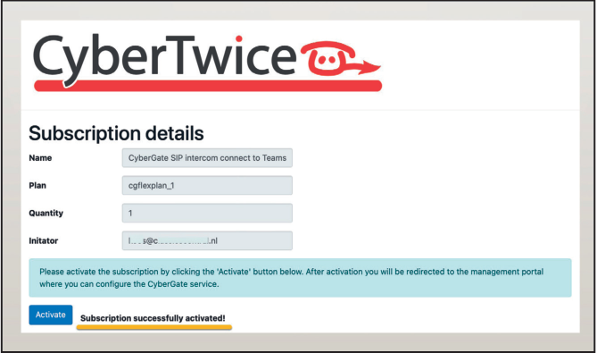 CyberGate successfully activated