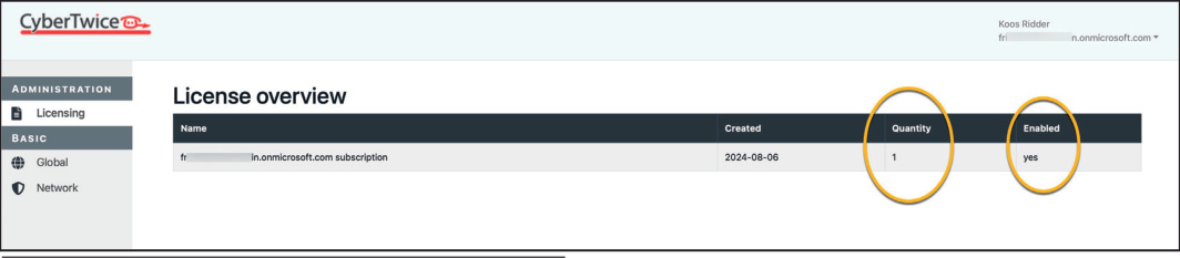 CyberGate Management Portal License overview