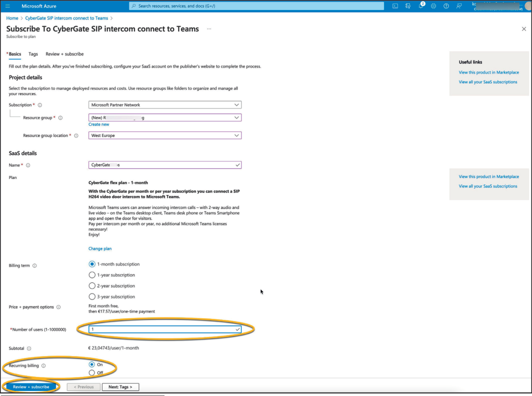 Azure portal - CyberGate details