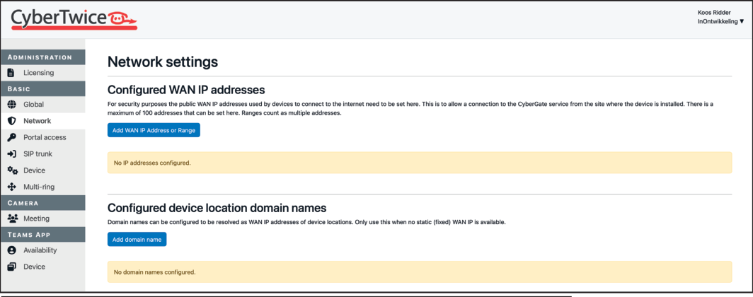 CyberGate Management Portal - No WAN IP configured yet
