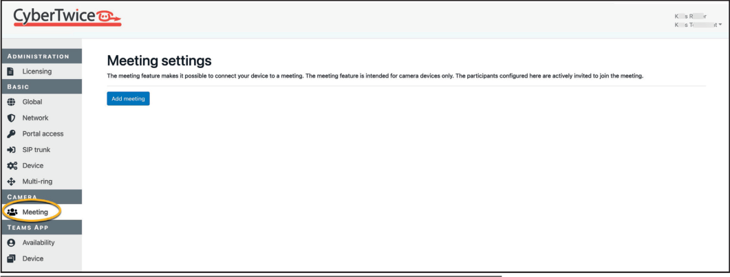 CyberGate Management Portal - No meeting configured