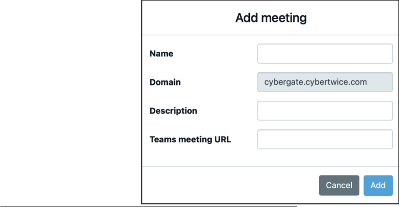 CyberGate Management Portal - Add meeting