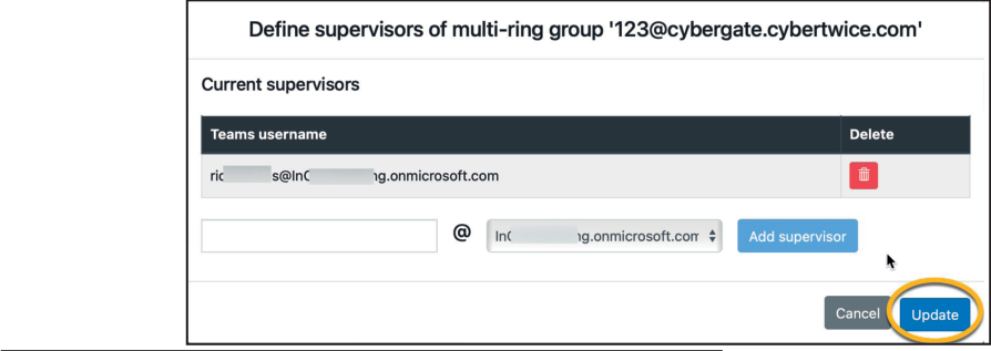 CyberGate Management Portal - Select Supervisor