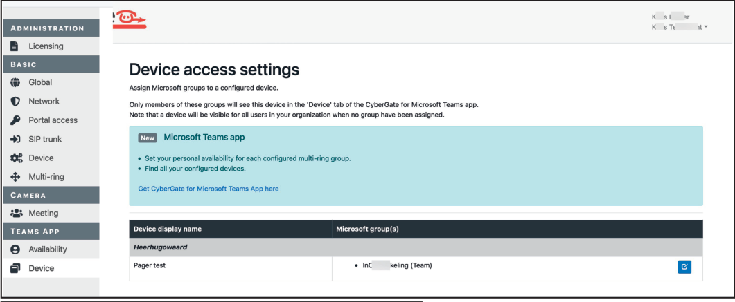CyberGate Management Portal - Group configured