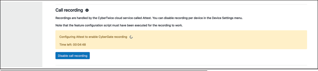 CyberGate Management Portal - Call recording configuring