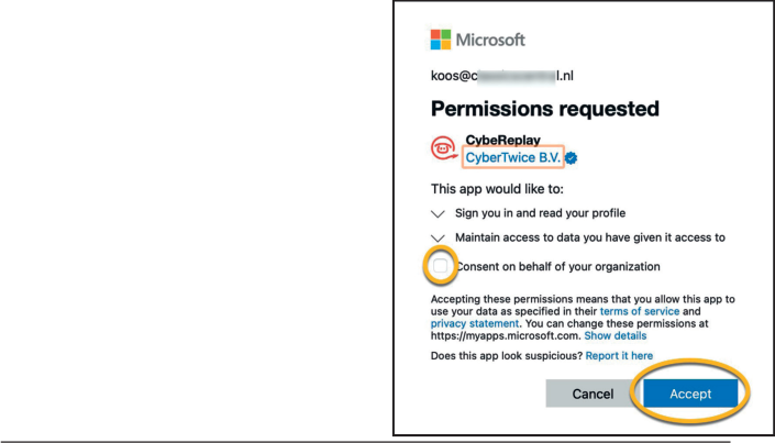 Microsoft Permissions requested - ATTEST Replay