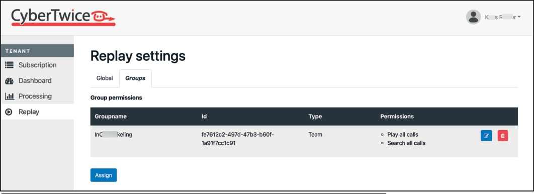 ATTEST Management Portal - Permissions assigned