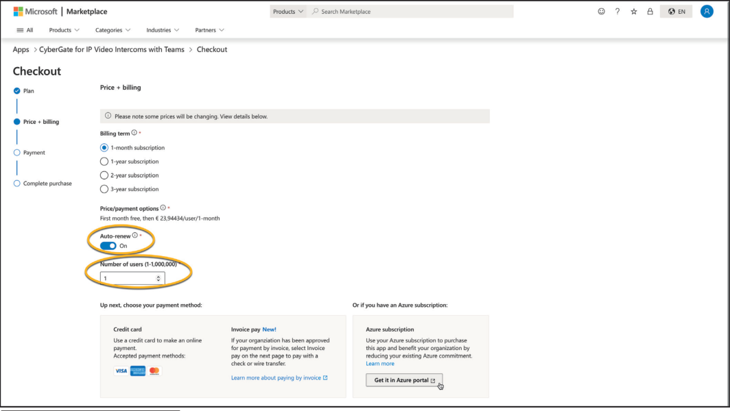 CyberGate price and billing