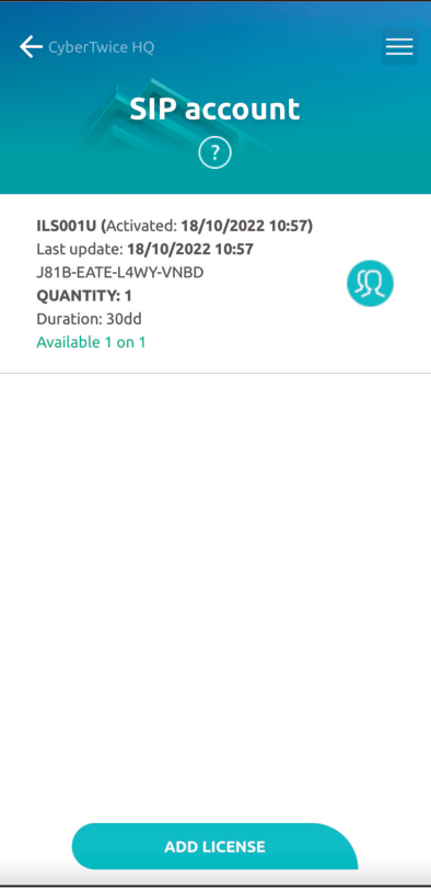 IpDoor SIP License - User Selection