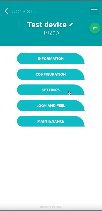 IpDoor Settings Menu