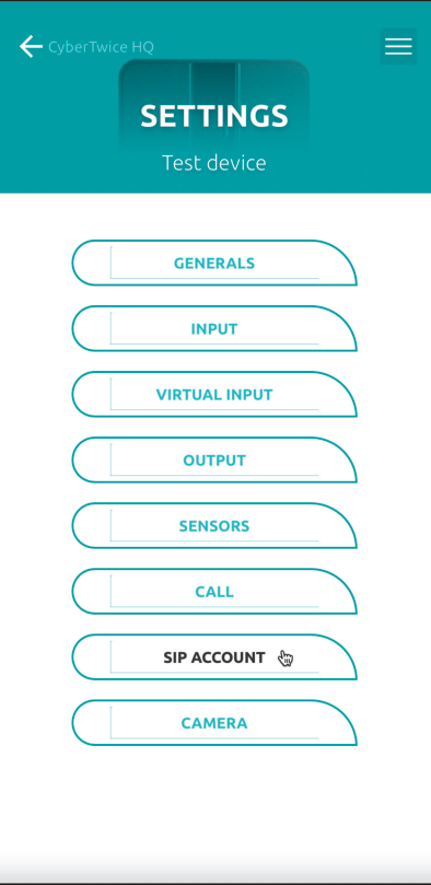 IpDoor SIP Account Menu