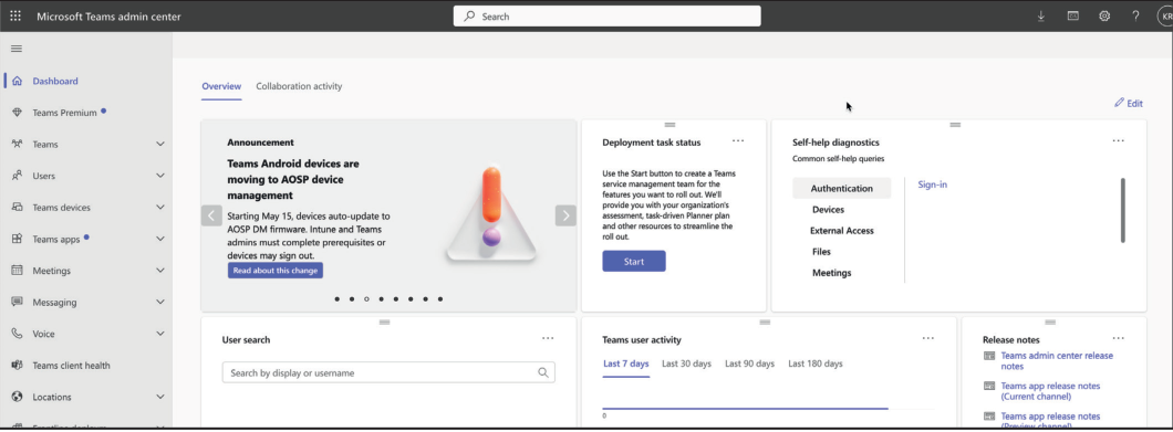 Microsoft Teams Admin Portal Dashboard