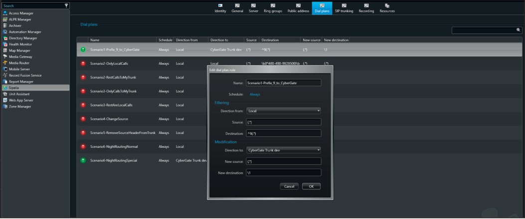 Sipelia - Edit Dial Plan Rule