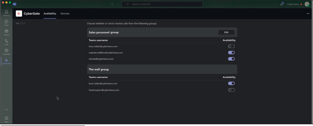 CyberGate App - Availability Overview