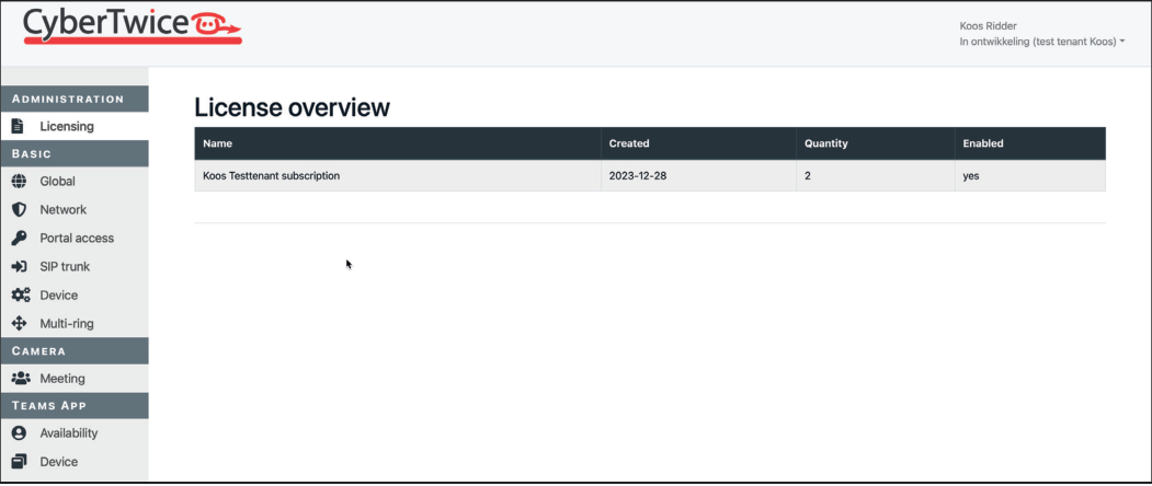 CyberGate Management Portal - License Overview