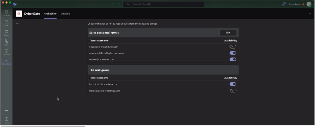 CyberGate App - Availability Overview