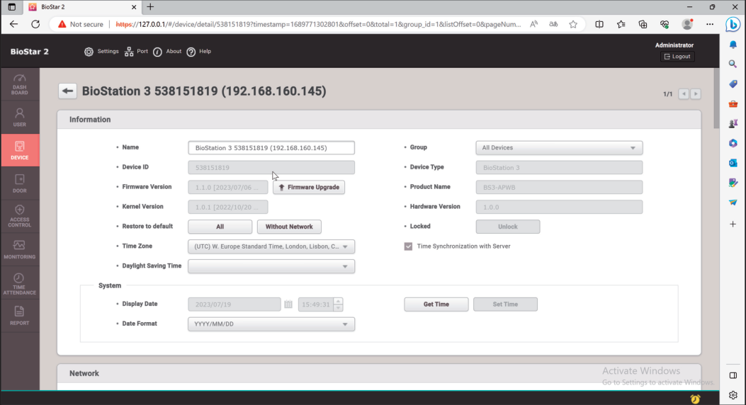 BioStar 2 Software - Device Search