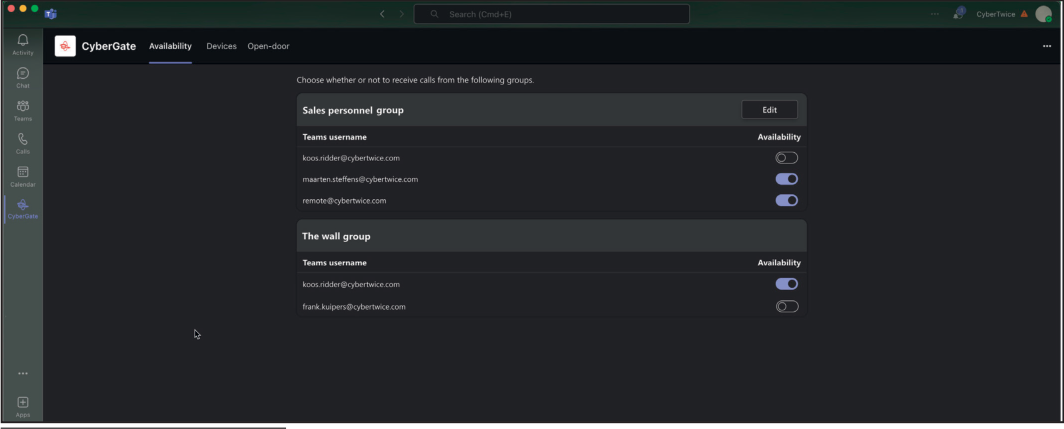 CyberGate App - Availability Screen