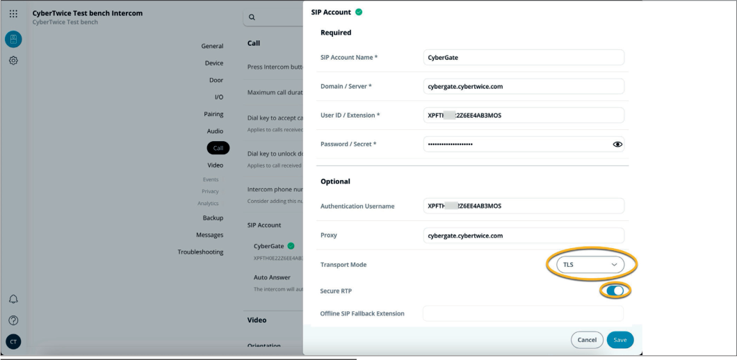 Verkada SIP Account Configuration with TLS